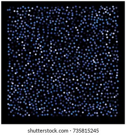Blue Silver Glitter Snow Confetti on Black. Grainy Festive Border Texture. Party Night Decoration. Christmas, New Year Vector Blue Silver Confetti Background. Abstract Falling Snow. VIP Luxury Glitter