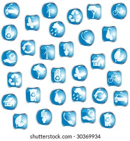 Blue and silver High-gloss eco buttons (vector);  a JPG version is also available
