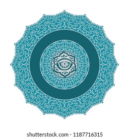 blue and silver mandala logo with blank space for company name and subtitle 