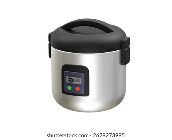 blue and silver rice cooker icon 3d. Rice cooker icon 3d render illustration