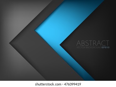 Blue Silver triangle vector background arrow angle paper layer overlap on black space for text and message artwork background design