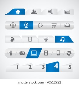 Blue silver web menu template set