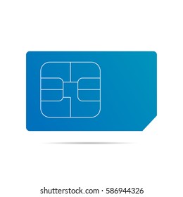 Blue SIM card isolated on white background . Simple web icon in vector.