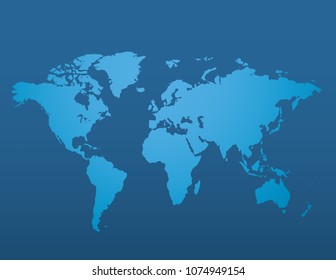 Blue similar world map blank on dark background for infographic. Vector illustration