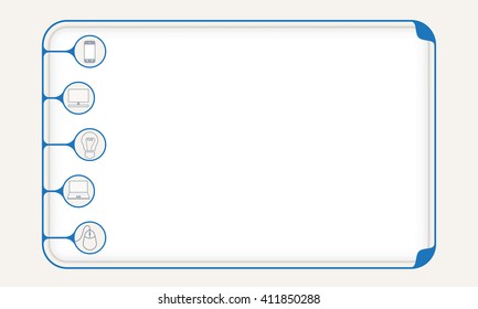 Blue simple box to fill your text and different icons