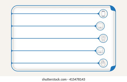 Blue simple box to fill your text and different icons