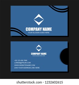 Blue Simple Business Card With Black Lines