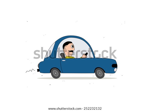 Blue simple cartoon car\
driver