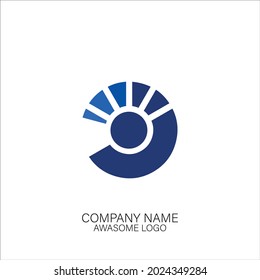 blue simple circle logo design minimalistic art