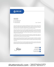 blue simple and clean letterhead design template with attractive and modern look