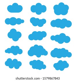 blue simple cloud cartoon shapes bundle set
