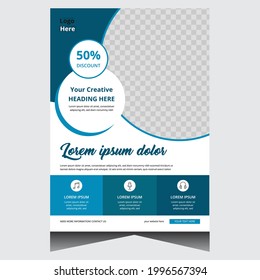 Blue simple creative modern business flyer design template