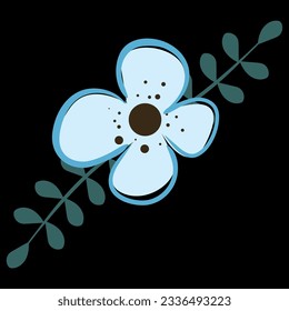 blue simple flower with green branches