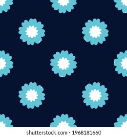Blue simple flowers are large on a blue background. For textile, fabric, packaging paper, background, wallpaper.