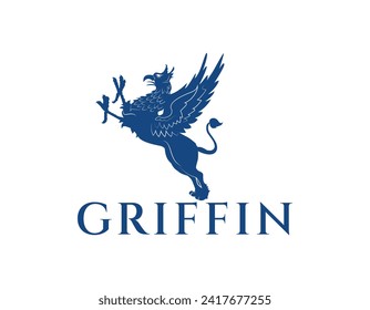 Blue Simple Griffin Character Logo Design Template