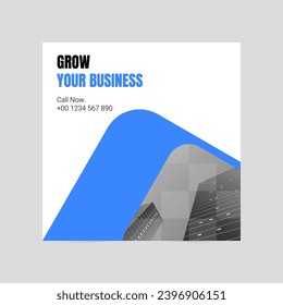 Blue simple grow your business social media cover template