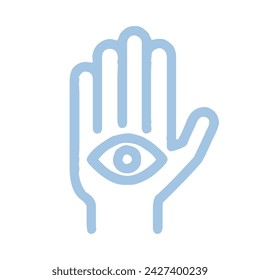 Blue Simple Hamsa Hand Line Icon