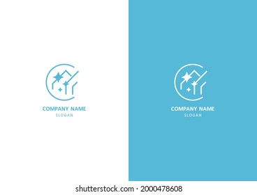 Blue simple house cleaning logo, sign symbol icon