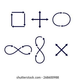 Blue Simple Icon set related to Interface Arrows