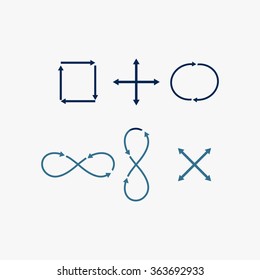 Blue Simple Icon set related to Interface Arrows 