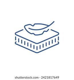 blue simple lightweight mattress icon. lineart style graphic design abstract logotype art element isolated on white background. concept of part of furniture for comfortable and healthy sleep