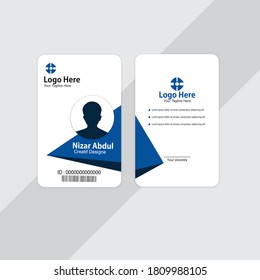 blue Simple Modern ID Card Template ready print
