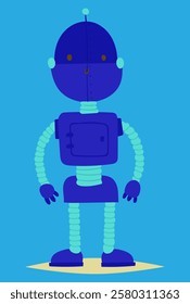 blue simple robot vector illustration