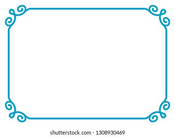 Blue simple thin horizontal vector vintage frame