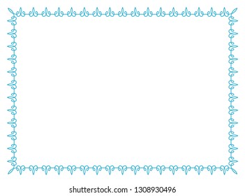 Blue simple thin horizontal vector vintage frame