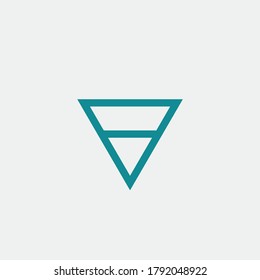 Blue simple triangle geometric trendy company business abstract line art logo design icon