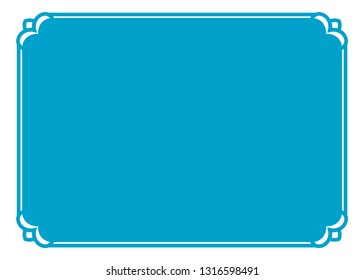 Blue simple vector vintage border frame text box label 
