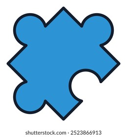 Blue Single Jigsaw Puzzle Piece vector concept colored icon or design element