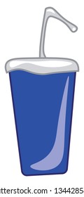 A blue sipper with a straw vector color drawing or illustration