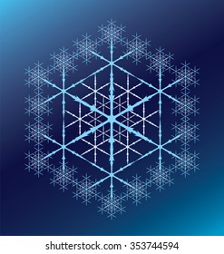 blue six-pointed snowflake on a blue gradient