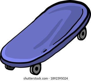 Blue skate , illustration, vector on white background