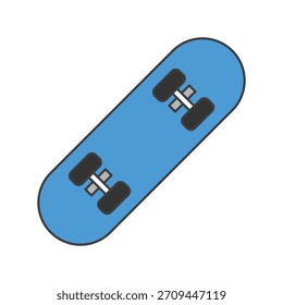 Elemento de dibujos animados planos de monopatín azul