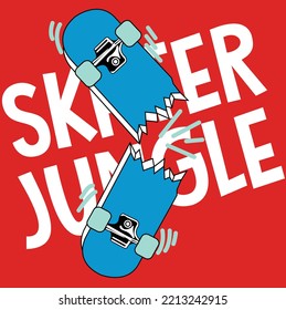 BLUE SKATEBOARD SPLIT IN HALF SKATER JUNGLE