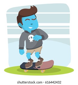 blue skater boy speeding up 