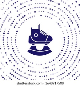 Blue Skates icon isolated on white background. Ice skate shoes icon. Sport boots with blades. Abstract circle random dots. Vector Illustration
