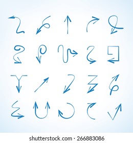 blue sketch arrows set