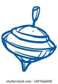 Blue Sketched Illustration of the Jewish Religious Dreidel Icon