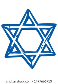 Blue Sketched Illustration of Star of David