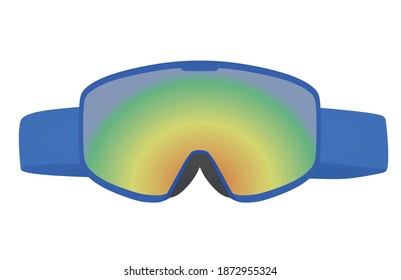 Blue ski googles. front view. vector