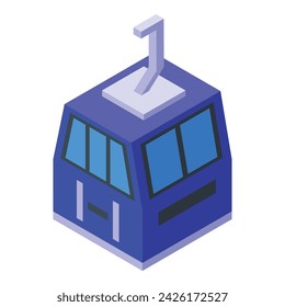 Blue ski lift icon isometric vector. Winter slope. Resort alpine