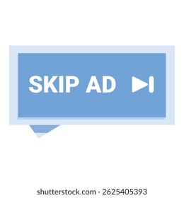 Blue skip ad button with arrow allowing users to skip online ads