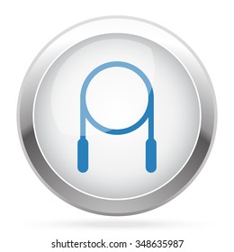 Blue Skipping Rope icon on white glossy chrome app button