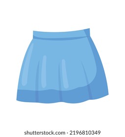 Blue skirt icon. Social media sticker, graphic element for website. Clothes for hot season. Summer and spring, freedom and comfort. Fashion, trendy and style. Cartoon flat vector illustration
