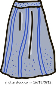 Blue skirt, illustration, vector on white background.