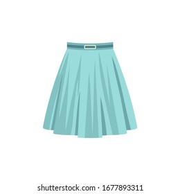 Blue skirt isolated on a white background. Fashion women clothes. Vector flat illustration.