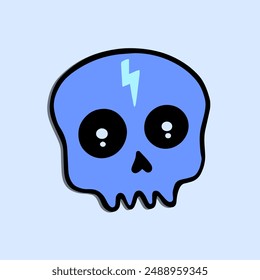 blue skull art hand drawn cartoon illustration
